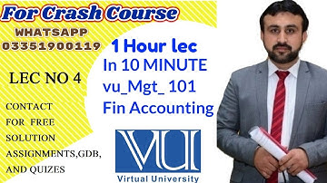 Lec 4 Vu MGT 101 Financial Accounting Crash Course