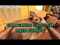 COLOCANDO CALÇO EM PNEU FURADO / Motoniveladora caterpillar 120k grader niveleuse motoconformadora