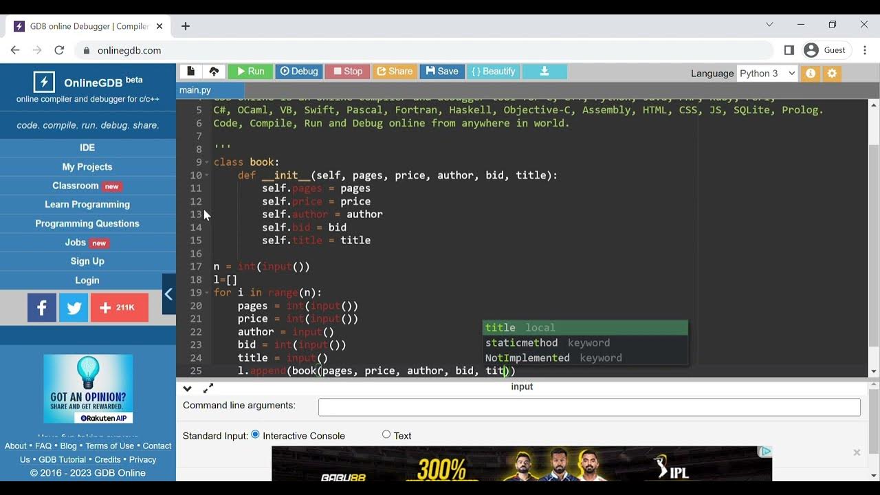 Python Programming | python question of book store | class and object ...