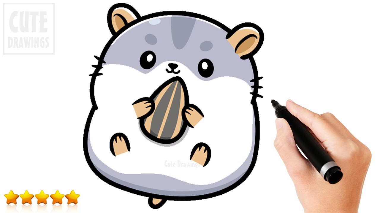 How to Draw a Cute Baby Hamster | Easy Drawings For Kids  - YouTube