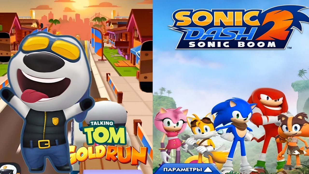 Talking Tom Gold Run VS Sonic Dash 2 Gameplay Android, iOS - YouTube