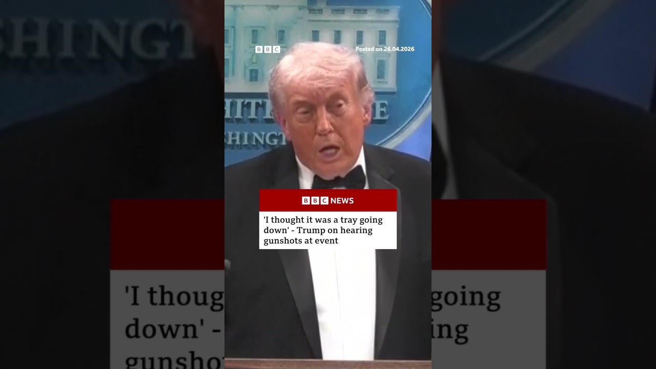 Trump says he initially thought gunshots were the sound of a tray being dropped. #BBCNews