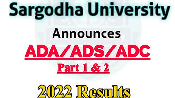 Sargodha University Announced ADA/ADS/ADC 2022 Results