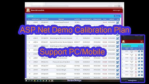 ASP.Net Demo Calibration Plan Software Responsive Gridview PC/Mobile
