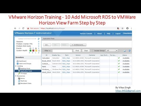VMware Horizon Training | 10 - Add Microsoft RDS to VMWare Horizon View Farm Step by Step