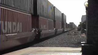 Eastbound BNSF stack train rolls by Fullerton