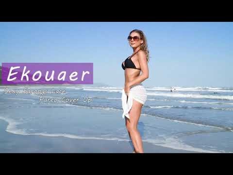 Ekouaer sexy and hot Womens Beach Sarong Sheer Wrap Skirt Cover Up Lace Swim Wrap Bikini