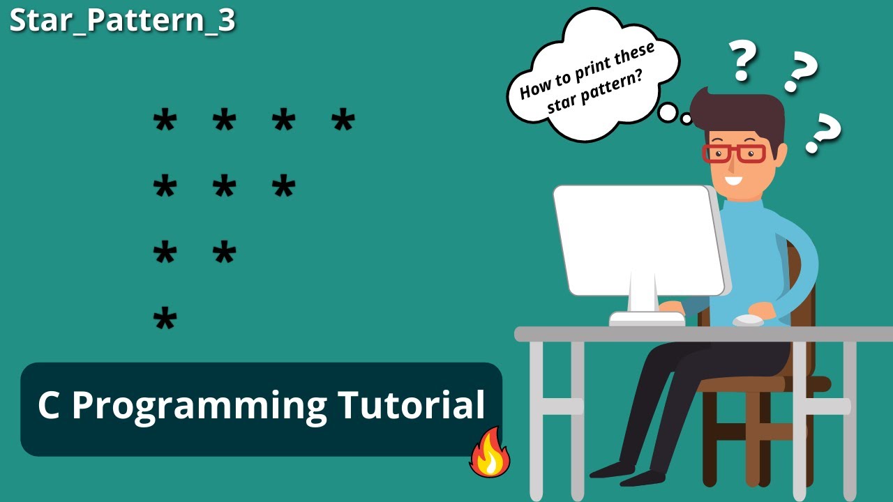 🔴 Star Pattern Program : 3, in C Language, in Hindi | C Programming ...