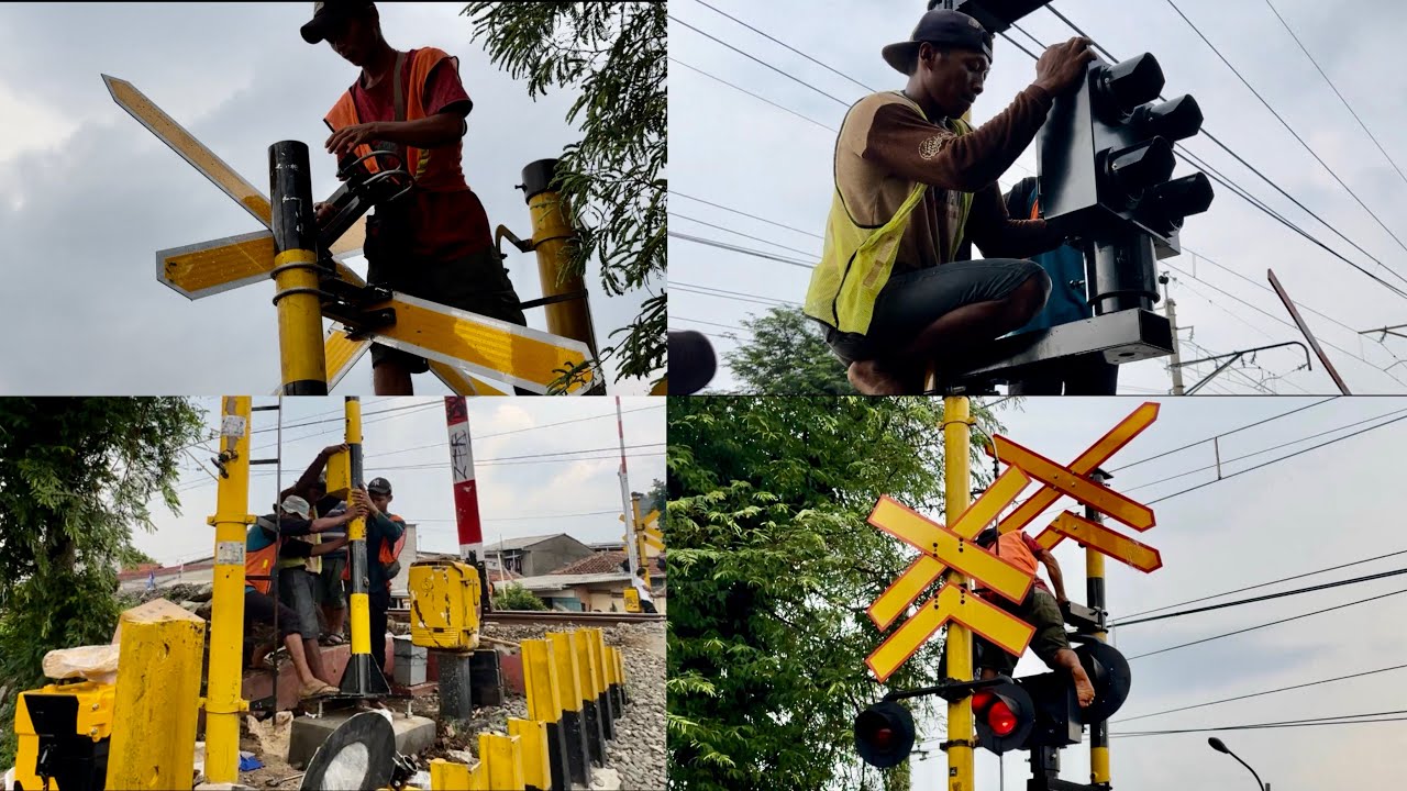 MANTAP!!!, Proses Perakitan Palang pintu TERBARU Perlintasan Kereta Api Kedung Badak Kota Bogor