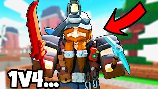 I Used MINER+BARBARIAN To SOLO VS SQUAD…(Roblox Bedwars)