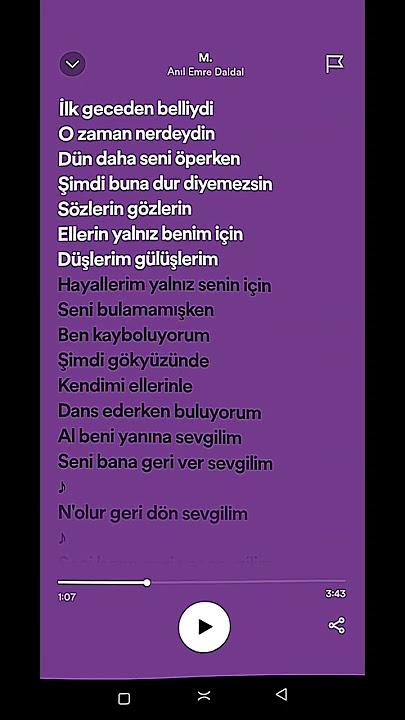 M. - Anıl Emre Daldal -spotfy -Lyrcs- 🇹🇷 Türkish Songs