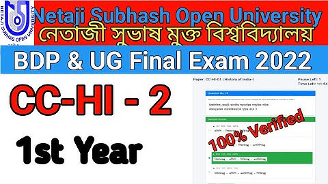NSOU BDP & UG 1st Year CC-HI- 02 Final Online Exam Answer || CC-HI - 02