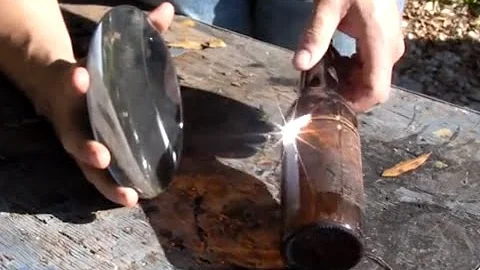 SOLAR Bottle Cutting BEER and WINE BOTTLES with a Parabolic Mirror + bottle cutter