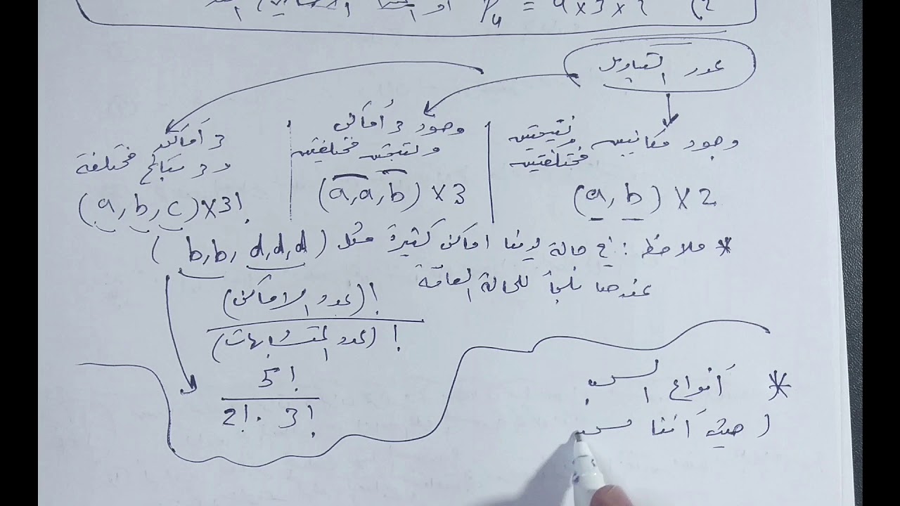 14)تحليل توافقي:  عدد التباديل + السحب معاً ( بكالوريا )