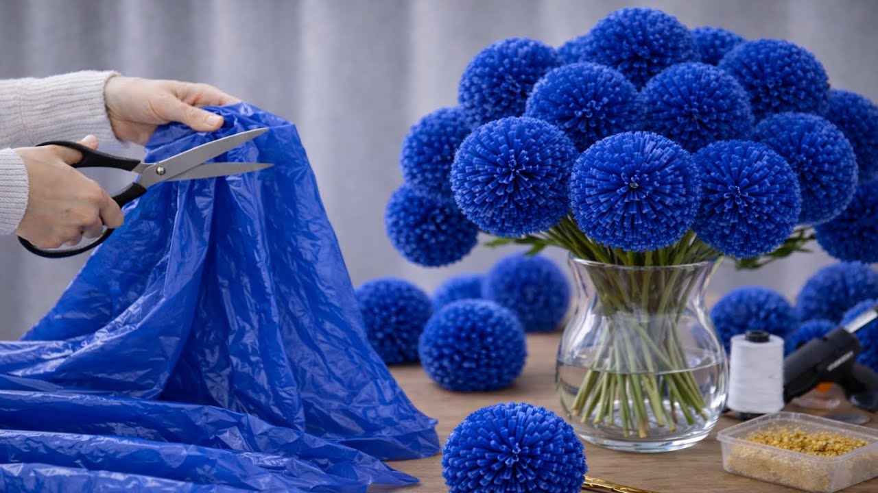 how to make flower from shopping bags 
