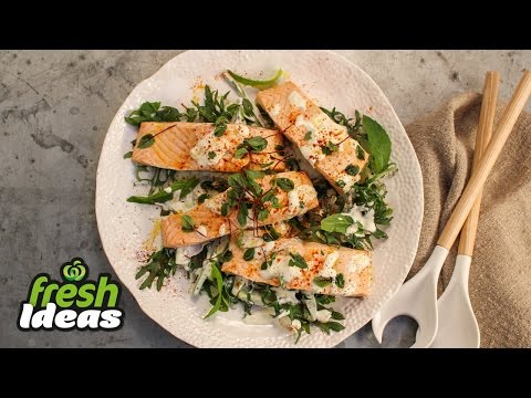 Poached Salmon Recipe with Kale, Cucumber & Mint | Woolworths