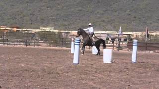Kenda Lenseigne riding Utah - Mounted Shooting Horse in training