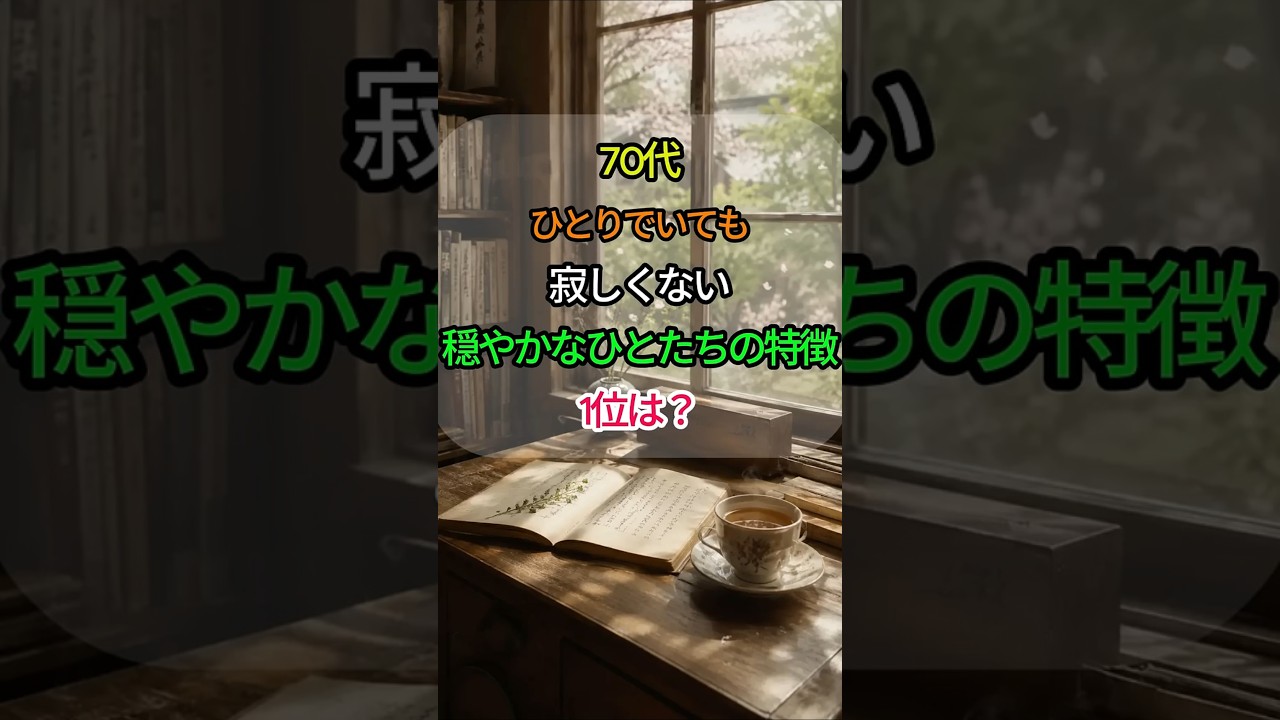 🌿 70代、ひとりでいても寂しくない穏やかな人たちの特徴 TOP3 ✨