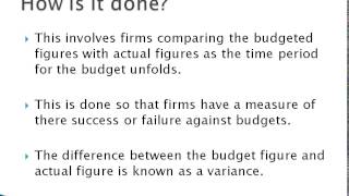 Budgets and Variances