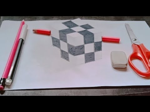 3D Trick Art on Paper Realistic Cube ----by ----Abdullah ART Library