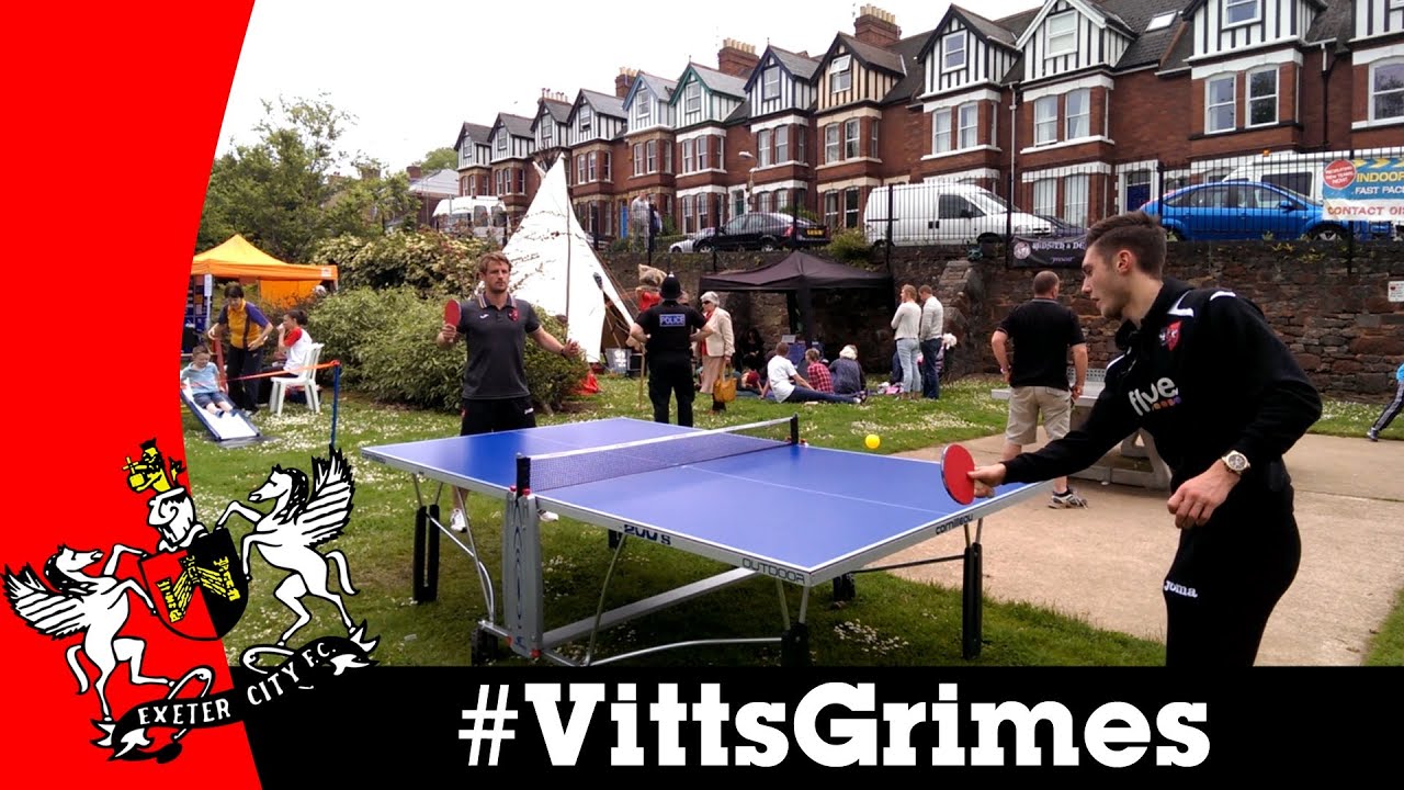 Matt Grimes and Jamie Vittles playing table tennis Exeter City