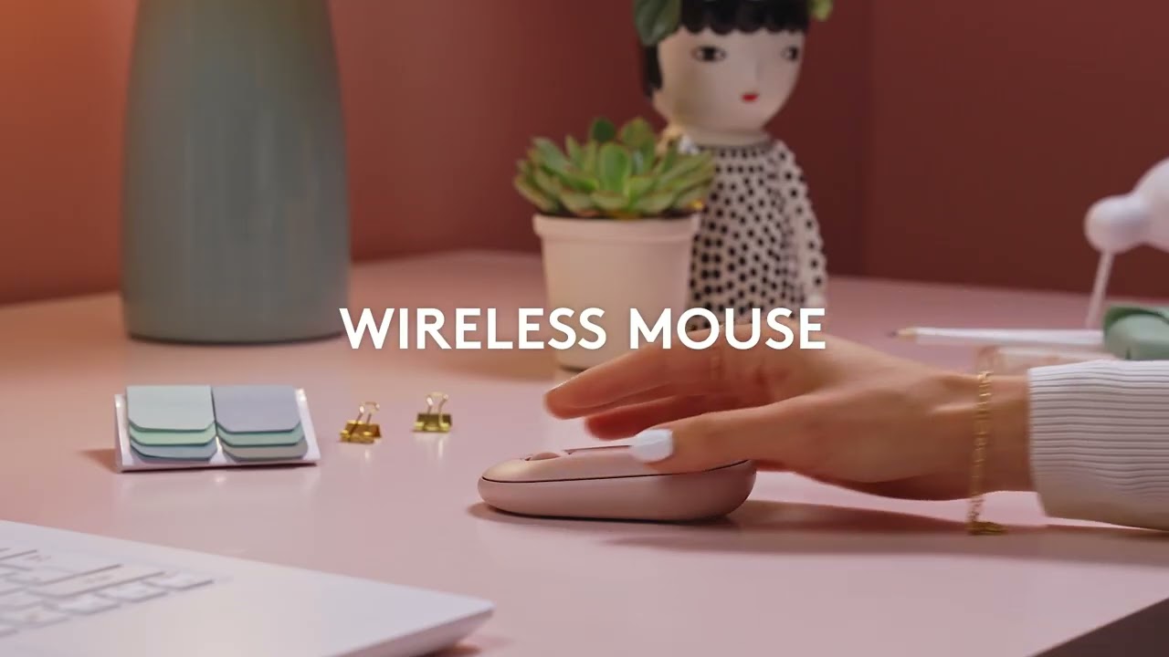 Video: Tipkovnica in miška Logitech Slim Wireless Combo MK470, roza, SLO g.