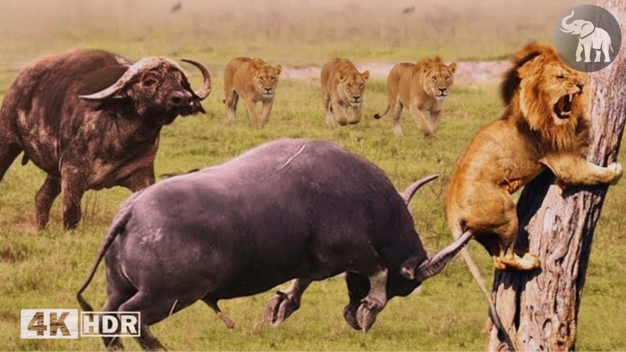 El Enfrentamiento con el Depredador Supremo | León vs. Búfalo del Cabo #animalessalvajes