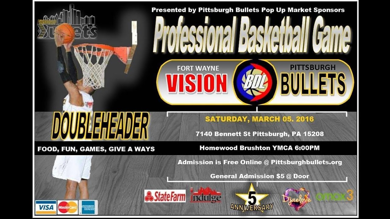 Fort Wayne Vision vs Pittsburgh Bullets 3/5/16 YouTube