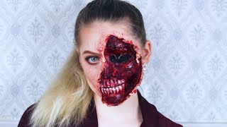 Zombie Halloween makeup // SFX tutorial  // Step by step screenshot 4