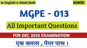 MGPE 13 important questions 2025 | mgpe 13 december 2025 important questions with answers 