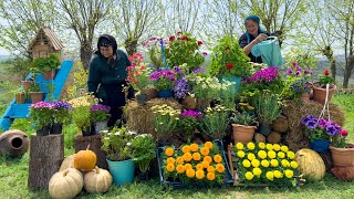 SPRING WITH ALL FLOWERS In Our Village! Grandma Cooking Beef Pilaf And Baklava | Spring Pilaf Recipe