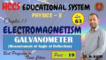 Galvanometer (P-2)|Measurement of Angle of Deflection|Ch#13 (Part 19)|Physics-II|Prof.M.Nasir|LEC#63