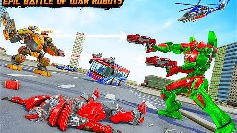 Robot game / bus robot car transform war-- spaceship robot game/ robot vs car game video/police game