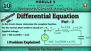 10 Differential Equations 1 Problem Part - 2 Explained Module 3 | Network Analysis 3rd Sem ECE VTU