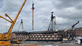 HMS Victory main mast removal 15th May 2021 (real-time)