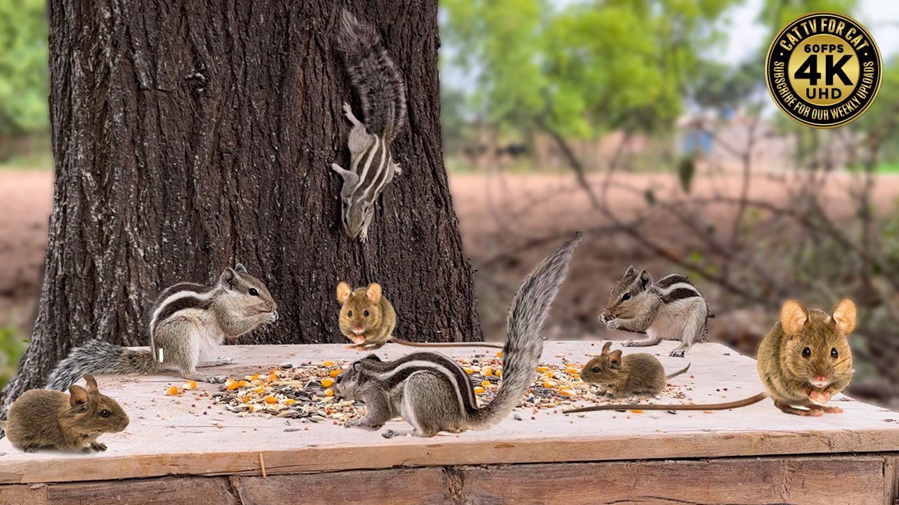 10-Hour Cat TV | Mouse Jerry Hole Hide & Seek, Squirrel Fun! Perfect Pet Entertainment