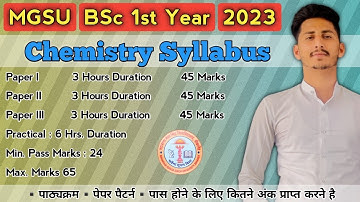Chemistry Syllabus 2022-23 (रसायन विज्ञान), BSc 1st Year, Paper 1st & 2nd & 3rd, Paper Pattern, MGSU