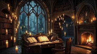 Ancient Elven Library π Gentle Rain & Distant Chimes for Reading (10 Hours)