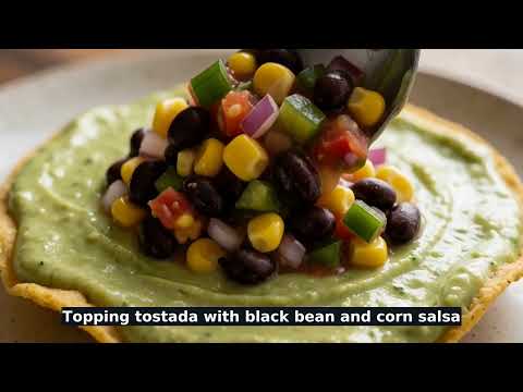 Black Bean & Corn Tostadas with Avocado Crema recipe video thumbnail