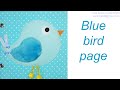 Blue felt bird quiet book page / Птичка из фетра