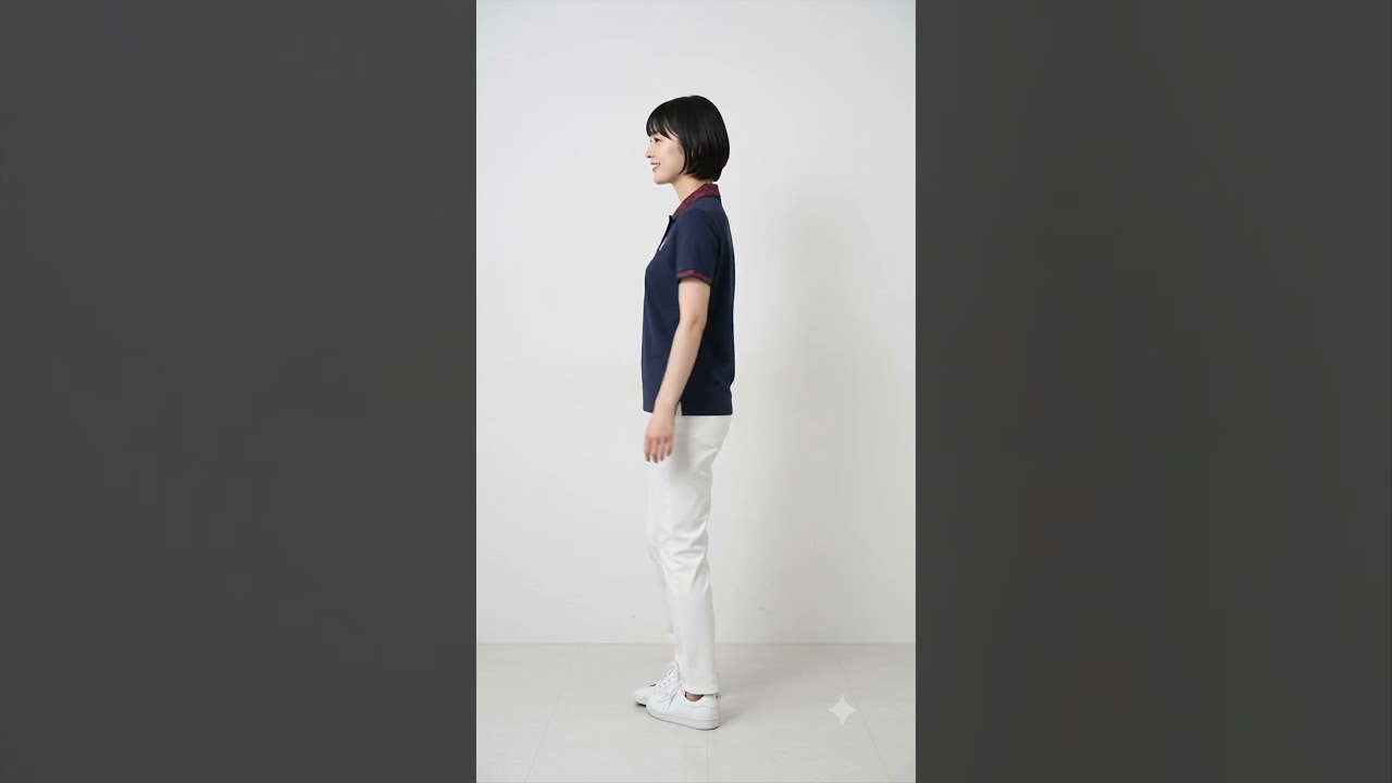 GOLF】襟プリントポロシャツ(ショートスリーブ)(Ladies) （ネイビー