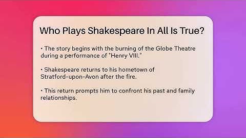 Who Plays Shakespeare In All Is True? - Tales And Texts