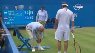 Tennis Player kicked linesman until he BLEEDS