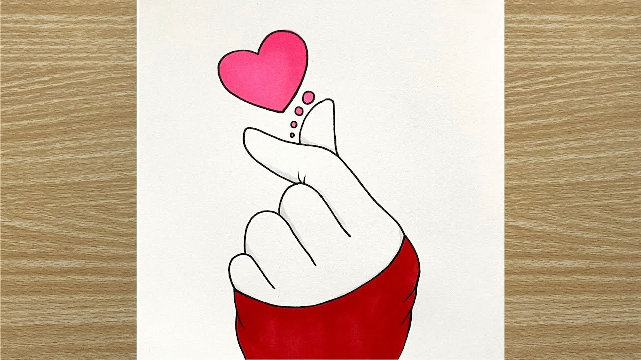 How to Draw a Korean Finger Heart Step by Step