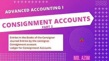 Consignment Accounts Part 2 || Journal Entries by the Consignor || Md. Azim