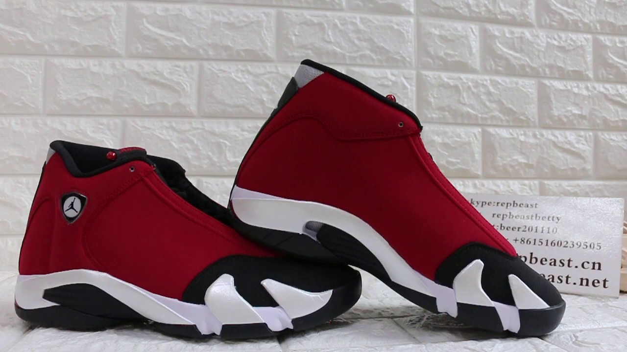 retro 14 gym red on feet
