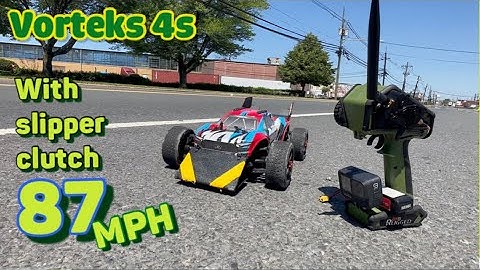 Arrma vorteks 2nd pass on 4s 87 MPH with slipper clutch