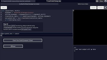 FreeCodeCamp - Python Project - Step 12 of 25 - Caesar Cipher