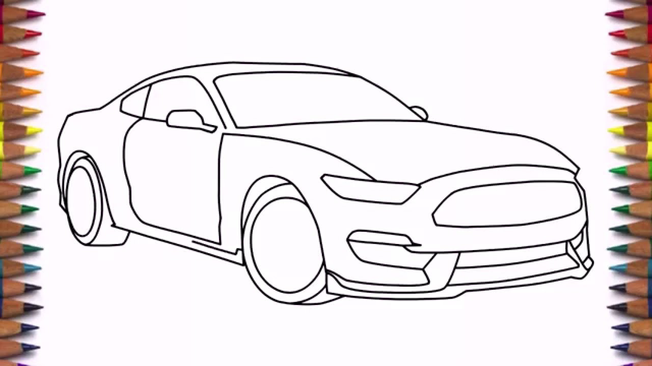 How to draw a car Ford Mustang Shelby GT350 2016 step by step easy for 