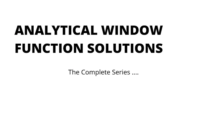 Window Analytical Function Solution | Analytical function in Oracle | Analytical function Oracle